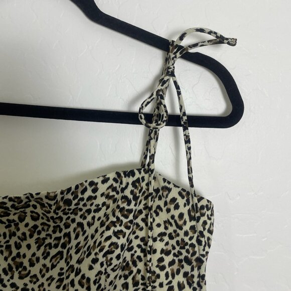 ⭐Leopard Cheetah Tie Top Babydoll Skater Chic Girly Classy Trendy Hip Mini Dress - Picture 6 of 9